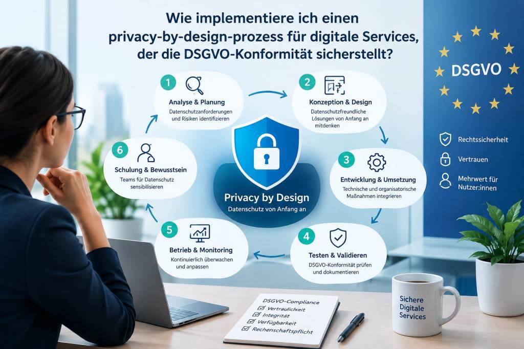 Wie implementiere ich einen privacy‑by‑design‑prozess für digitale services, der dsgvo‑konformität sicherstellt